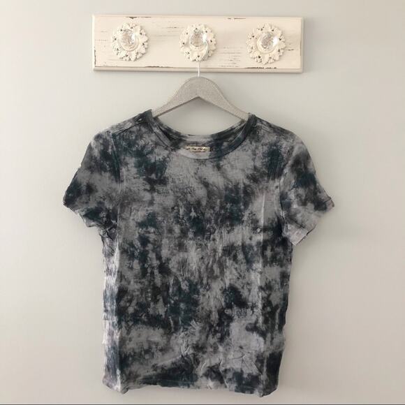 Free People Washed Black Riptide Tie Dye Tee Shirt NEW - Picture 1 of 4